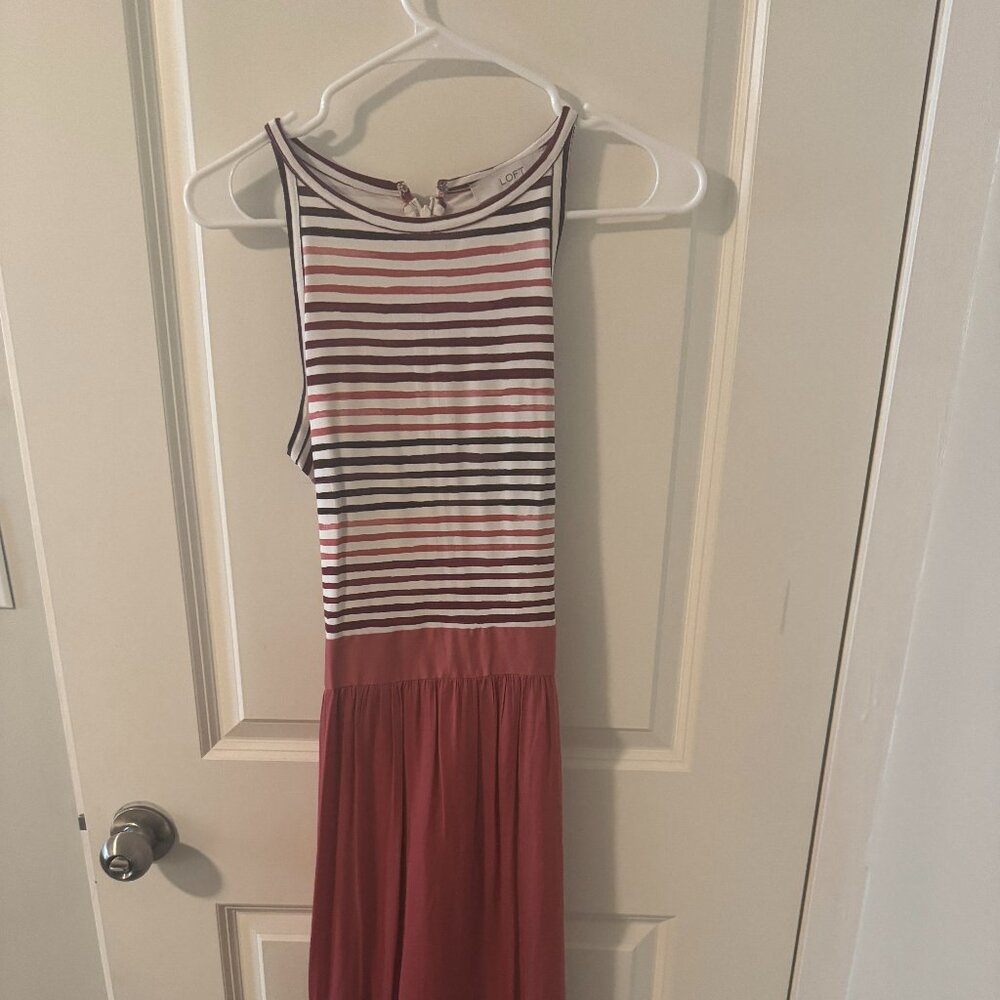Loft Womens Sleeveless Flowy Midi Dress Tie-Back Size 4